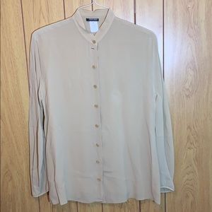 Tan Women’s Giorgio Armani Silk Button Up Blouse